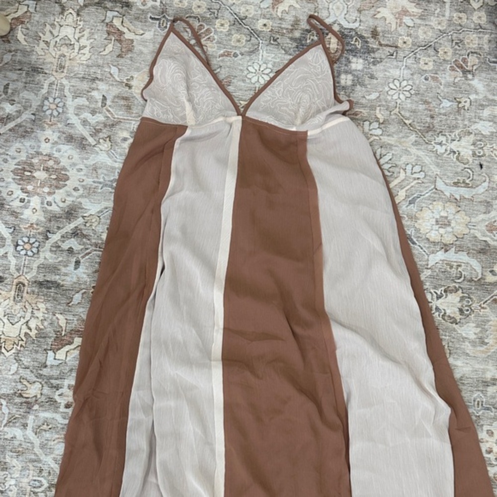 Elegant Brown and Cream Women's Dress
